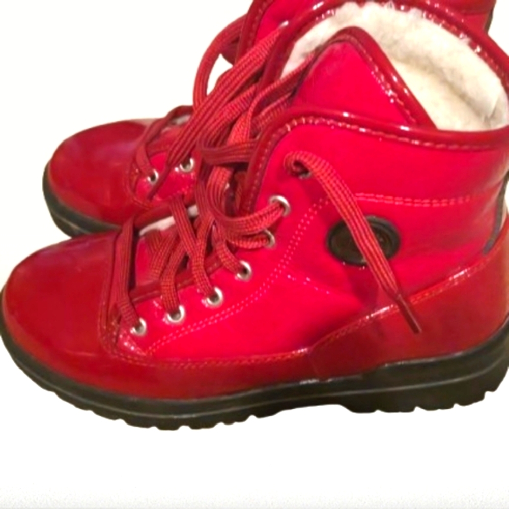 OLANG Women's Red Lace Up Boots